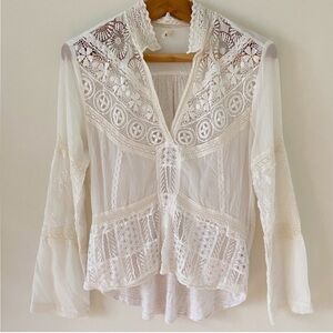 Anthropologie Cream Lace Blouse